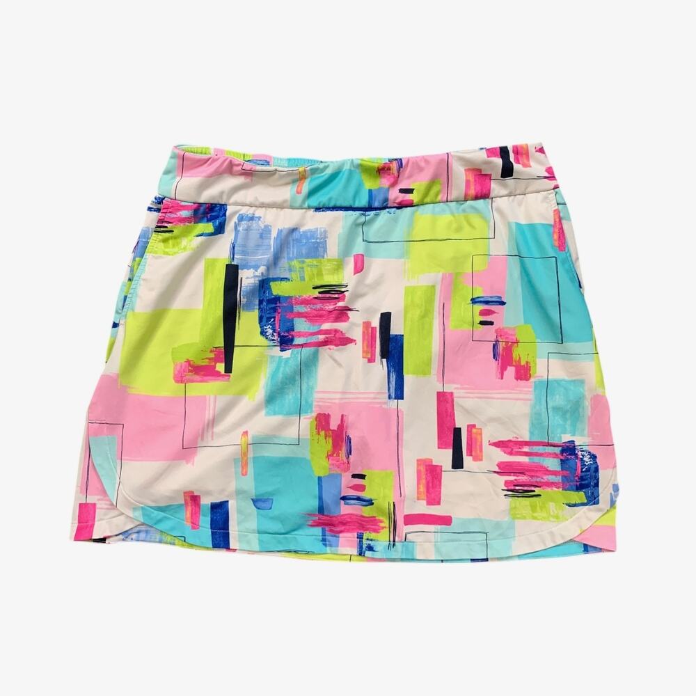 EP New York Skort Womens S Small Multi Brushstroke Pull On Stretch Mini Golf